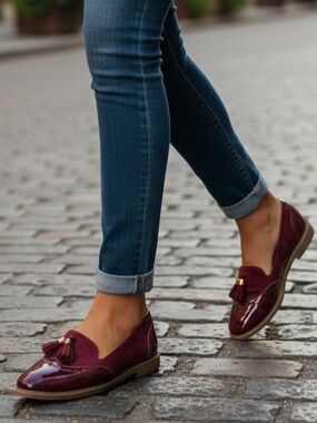 Red Boyfriend Tassel Loafers